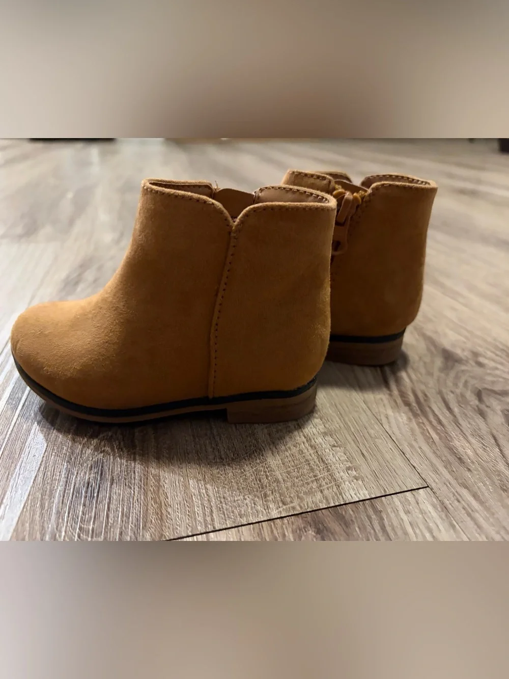 Cat & Jack Kids Tan Suede-Look Ankle Boots with Side Zip